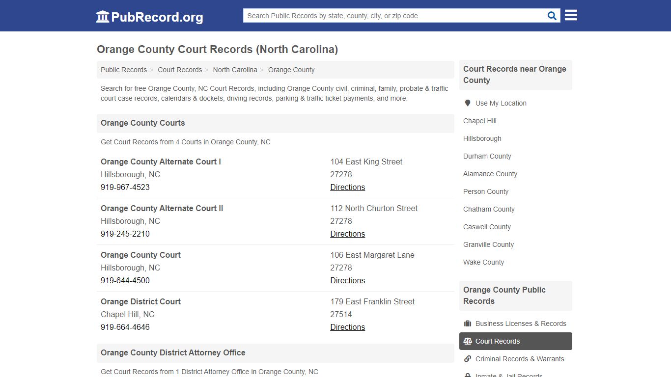 Orange County Court Records (North Carolina) - PubRecord.org